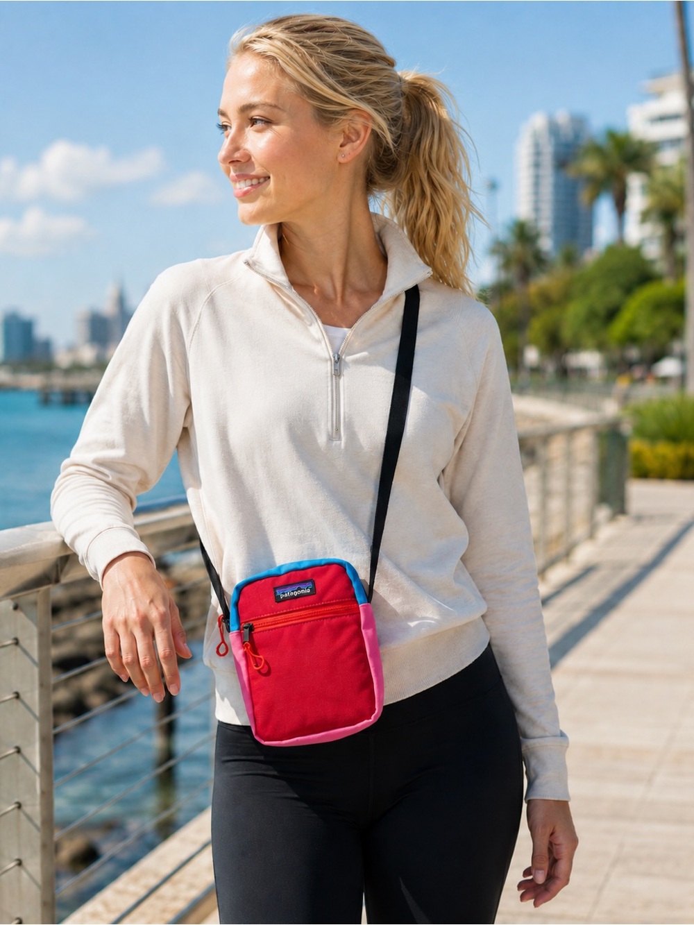 Patagonia Retro Colorblock Crossbody Bag Pink Red Blue Y2K Outdoor